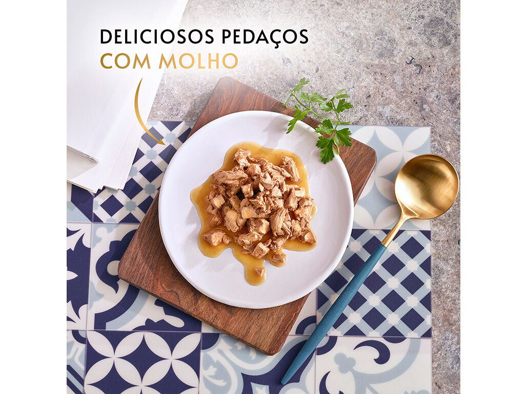COMIDA H&Uacute;MIDA PARA GATO GOURMET PERLE FINOS PEDA&Ccedil;OS COM MOLHO 8X85G image number 5