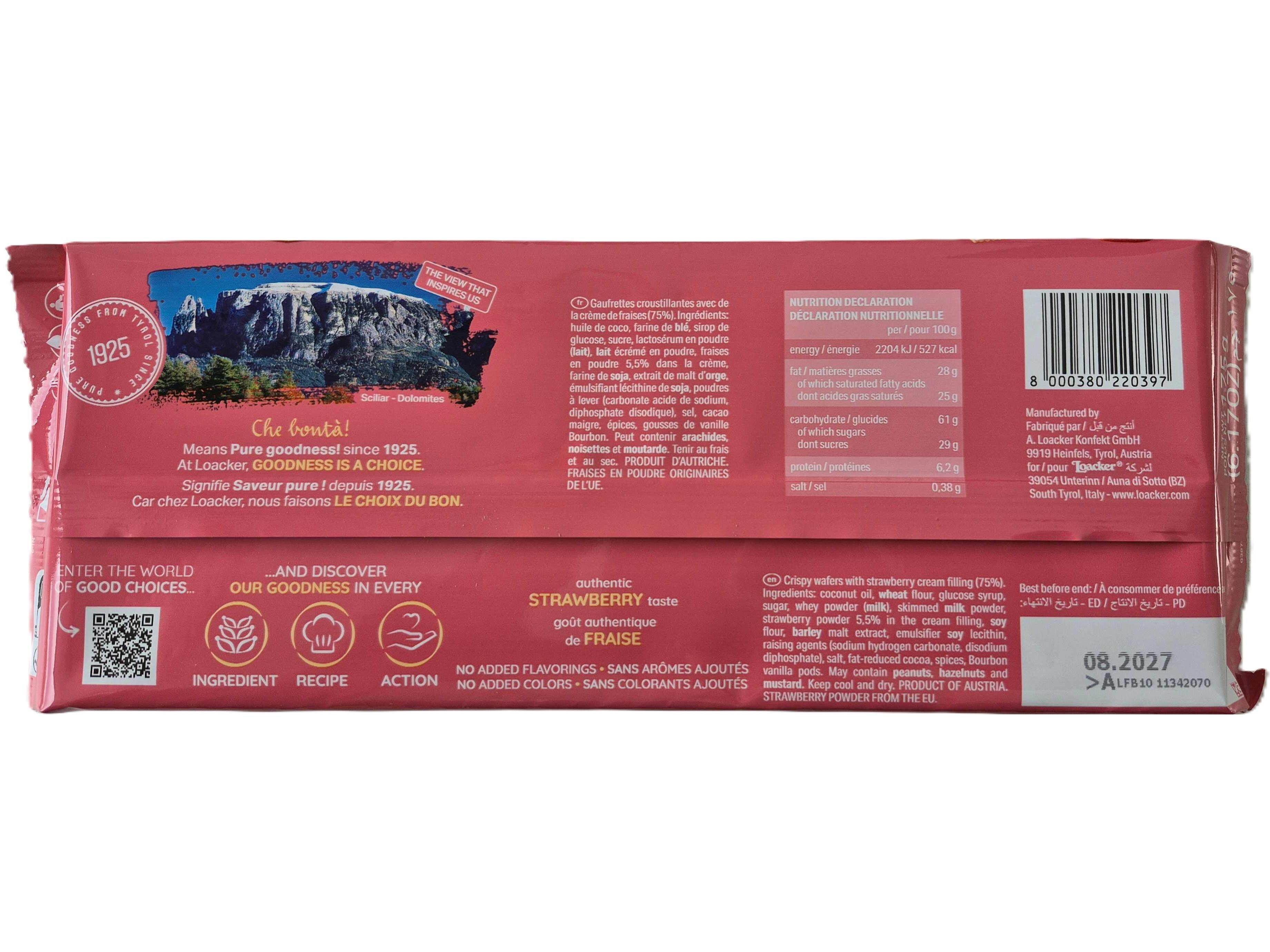 BOLACHAS WAFER LOACKER MORANGO 175G image number 1