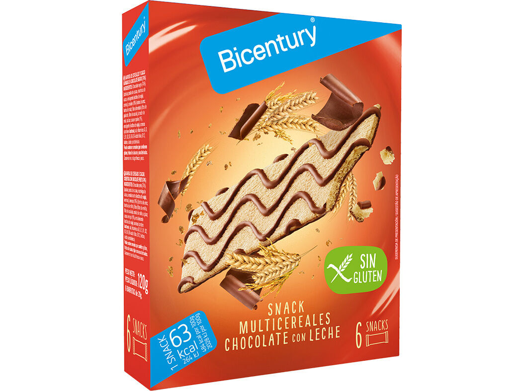 BARRITAS BICENTURY SEM GL&Uacute;TEN CHOCOLATE LEITE 78G