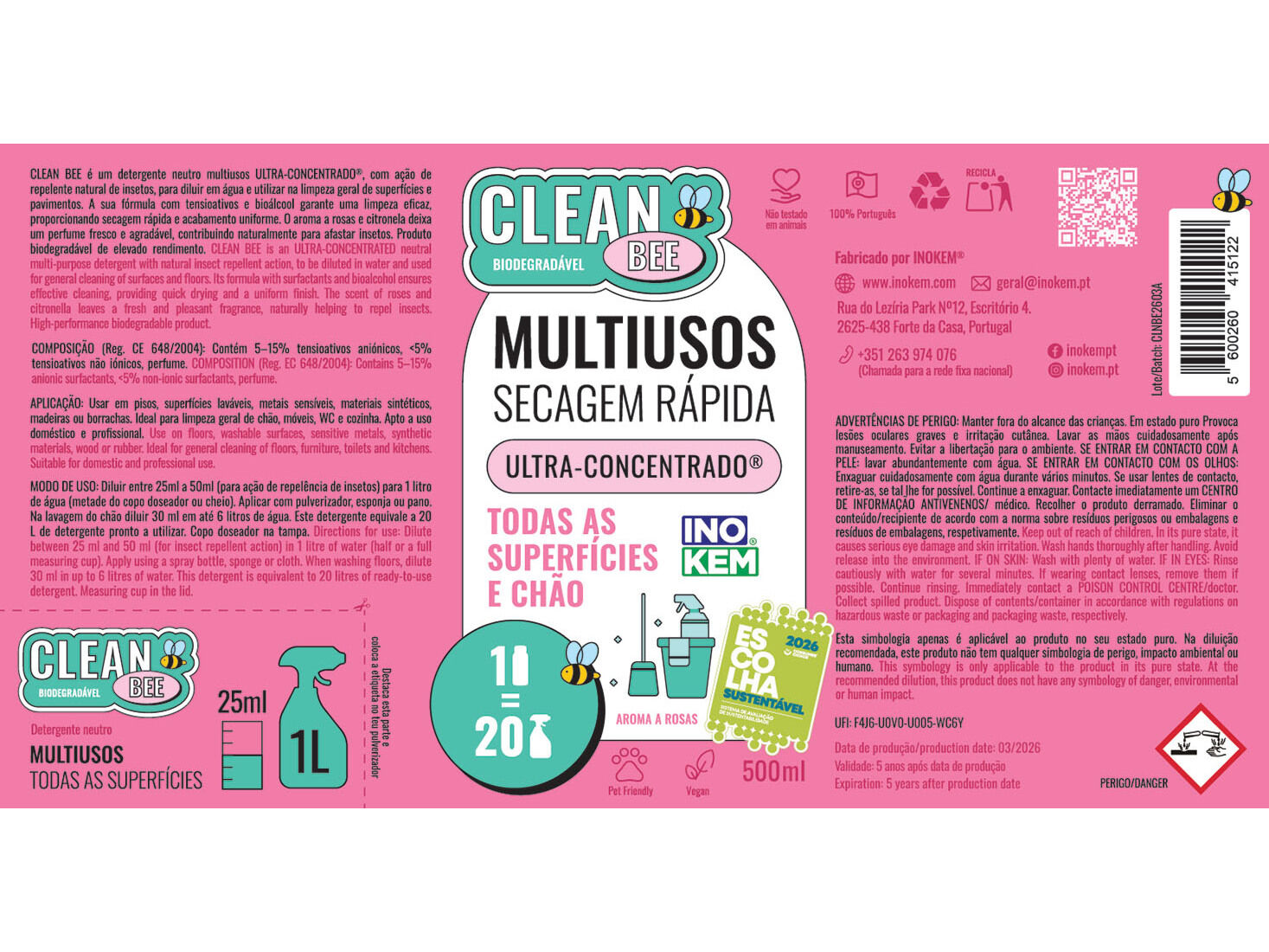 LIMPA MULTISUPERF&Iacute;CIES INOKEM CLEAN BEE 500ML image number 1