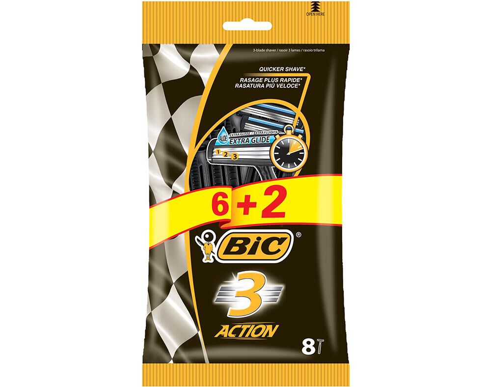 M&Aacute;QUINA BIC DESCART&Aacute;VEL 3 ACTION 6+2UN