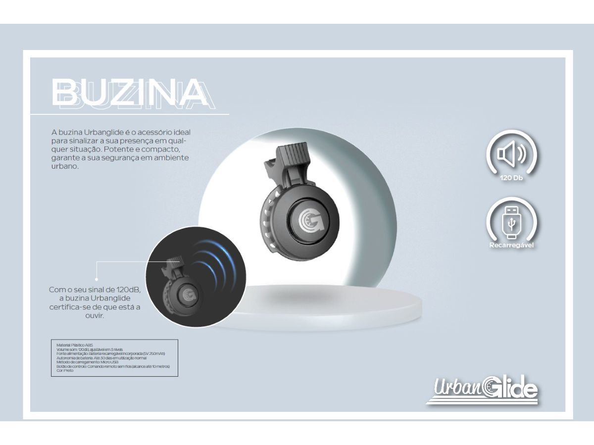 BUZINA URBANGLIDE URBAC12925 PRETO 120DB image number 1