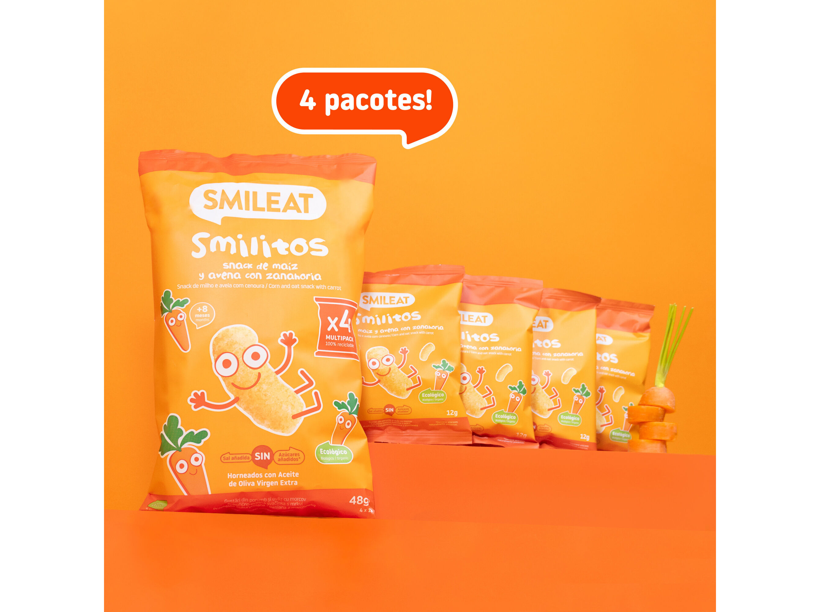 SNACKS SMILEAT BIO MILHO AVEIA CENOURA 4X12G image number 3