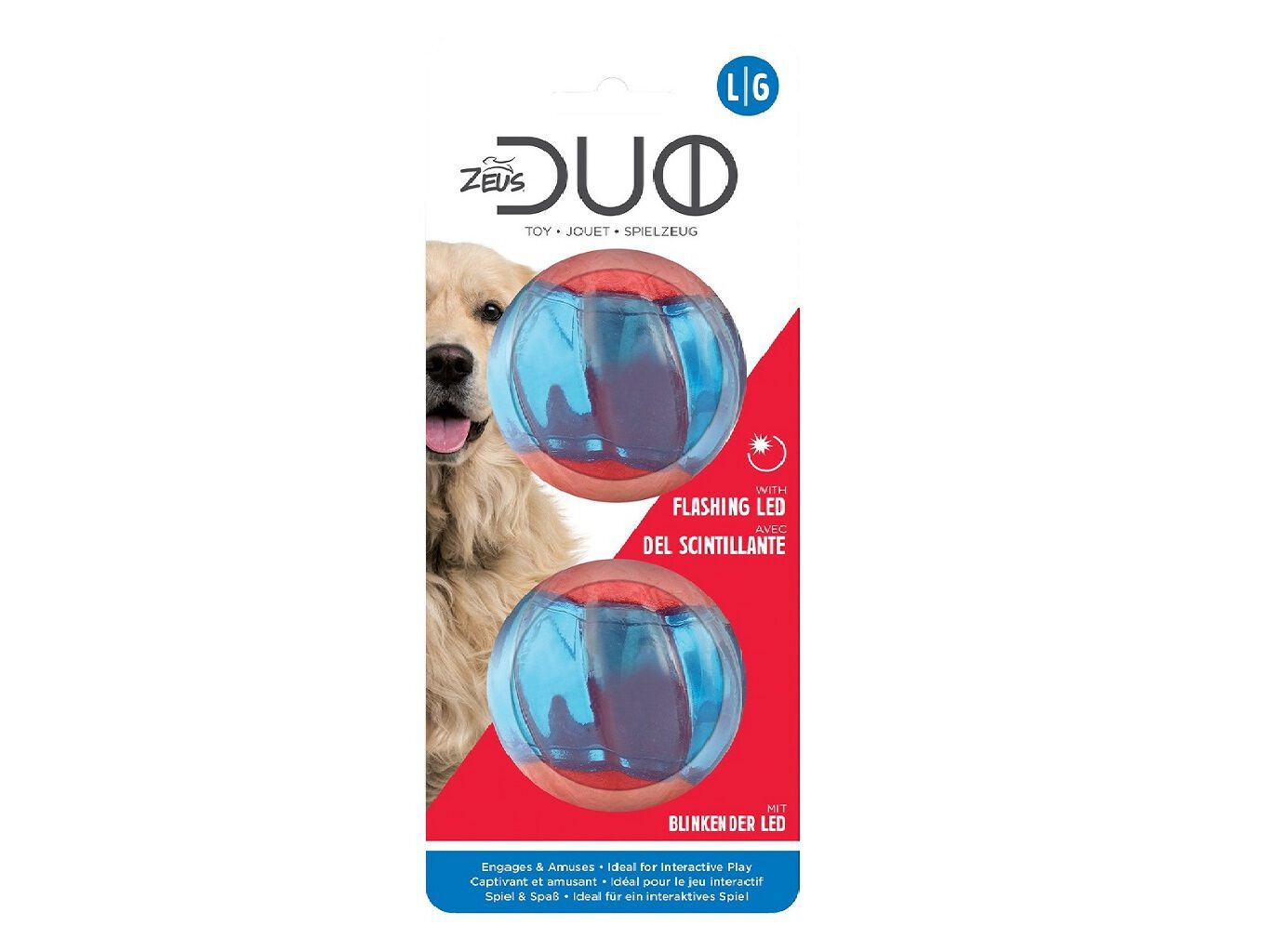 BRINQUEDO C&Atilde;O ZEUS DUO BOLA C/LED &Oslash;63CM 2UN