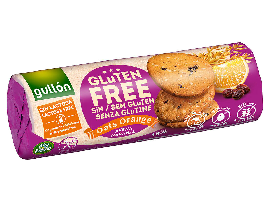 BOLACHA GULLON AVEIA LARANJA SEM GL&Uacute;TEN 180G