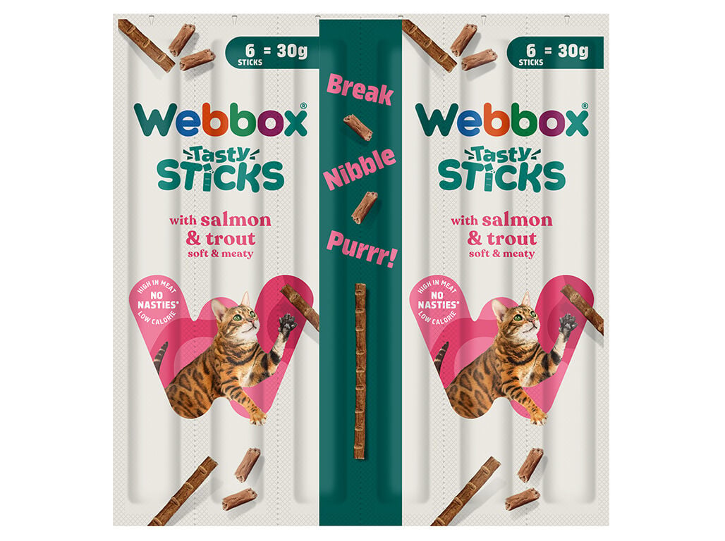 SNACKS GATO WEBBOX STICKS SALM&Atilde;O / TRUTA 6 UNIDADES image number 1