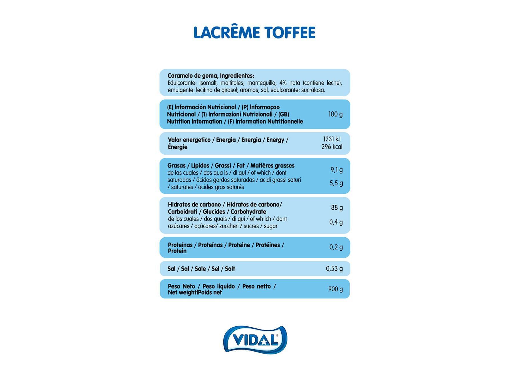 CARAMELOS VIDAL LACREME TOFFEE SEM A&Ccedil;UCAR 80GR image number 1