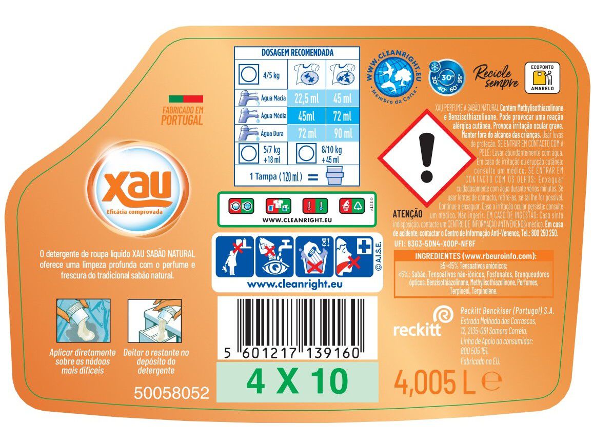 DETERGENTE ROUPA M&Aacute;QUINA L&Iacute;QUIDO XAU SABAO NATURAL 89DOSES image number 1