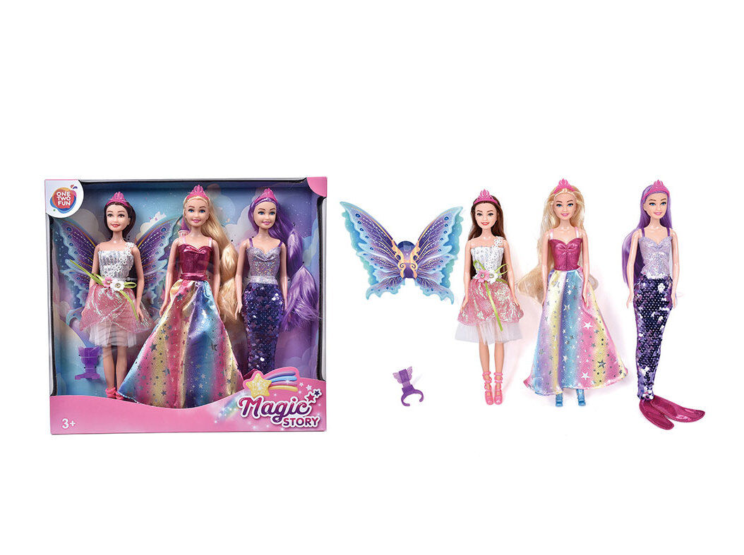 CONJUNTO DE 3 BONECAS ONE TWO FUN COM ACESS&Oacute;RIOS 29CM