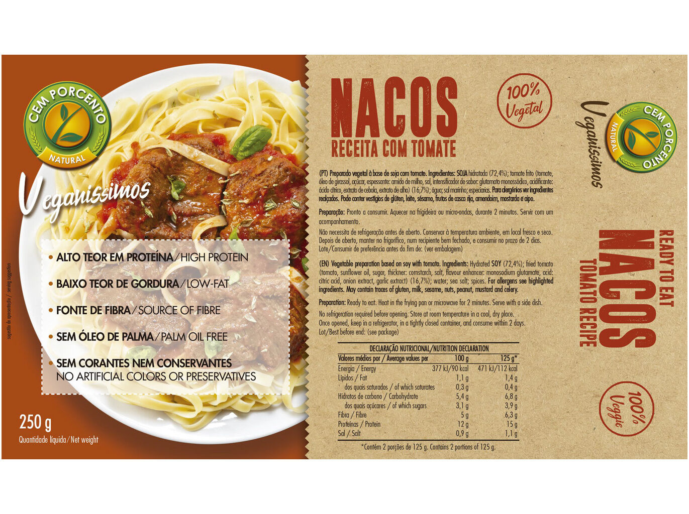 BIFES CEM PORCENTO SOJA MOLHO TOMATE 25OG image number 1