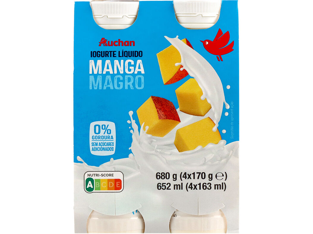 IOGURTE AUCHAN L&Iacute;QUIDO MAGRO MANGA 4X170G image number 1
