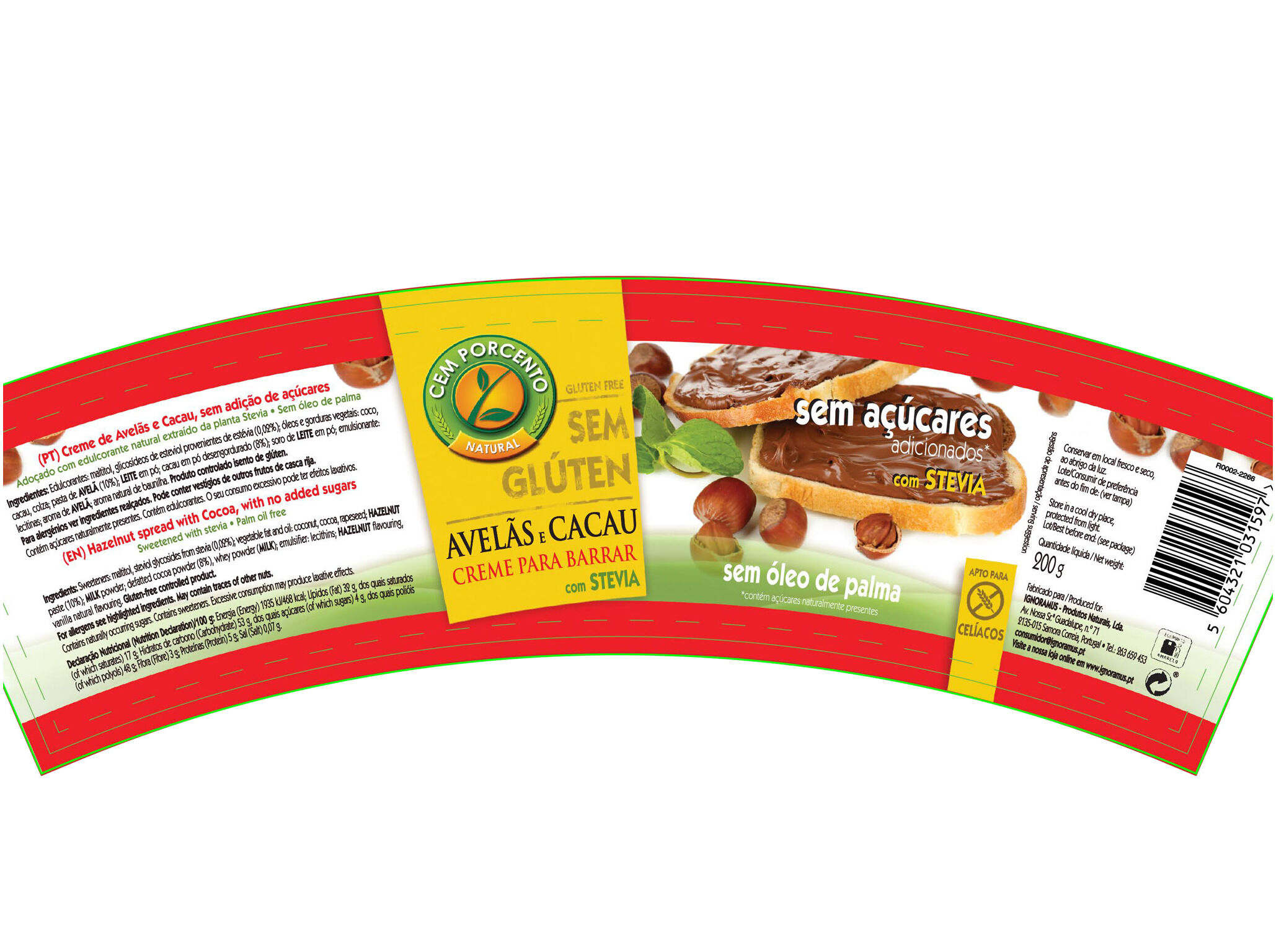 CREME CEM PORCENTO AVEL&Atilde; CACAU SEM A&Ccedil;&Uacute;CAR 200G image number 1