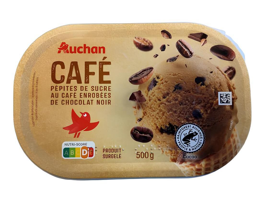 GELADO AUCHAN CAF&Eacute; COM PEPITAS CAF&Eacute; E CHOCOLATE PRETO 1L