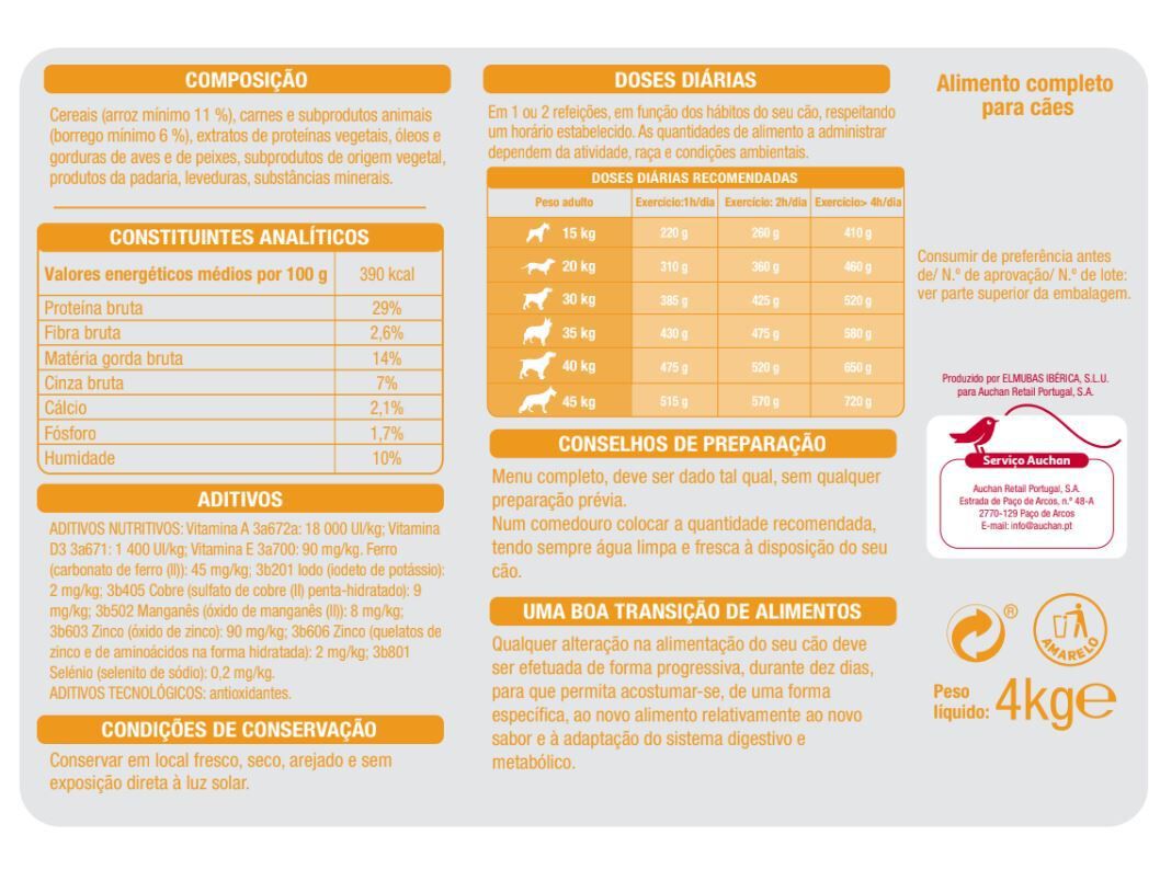 RA&Ccedil;&Atilde;O PARA C&Atilde;O AUCHAN ALTA ENERGIA COM ARROZ E CORDEIRO 4KG image number 1