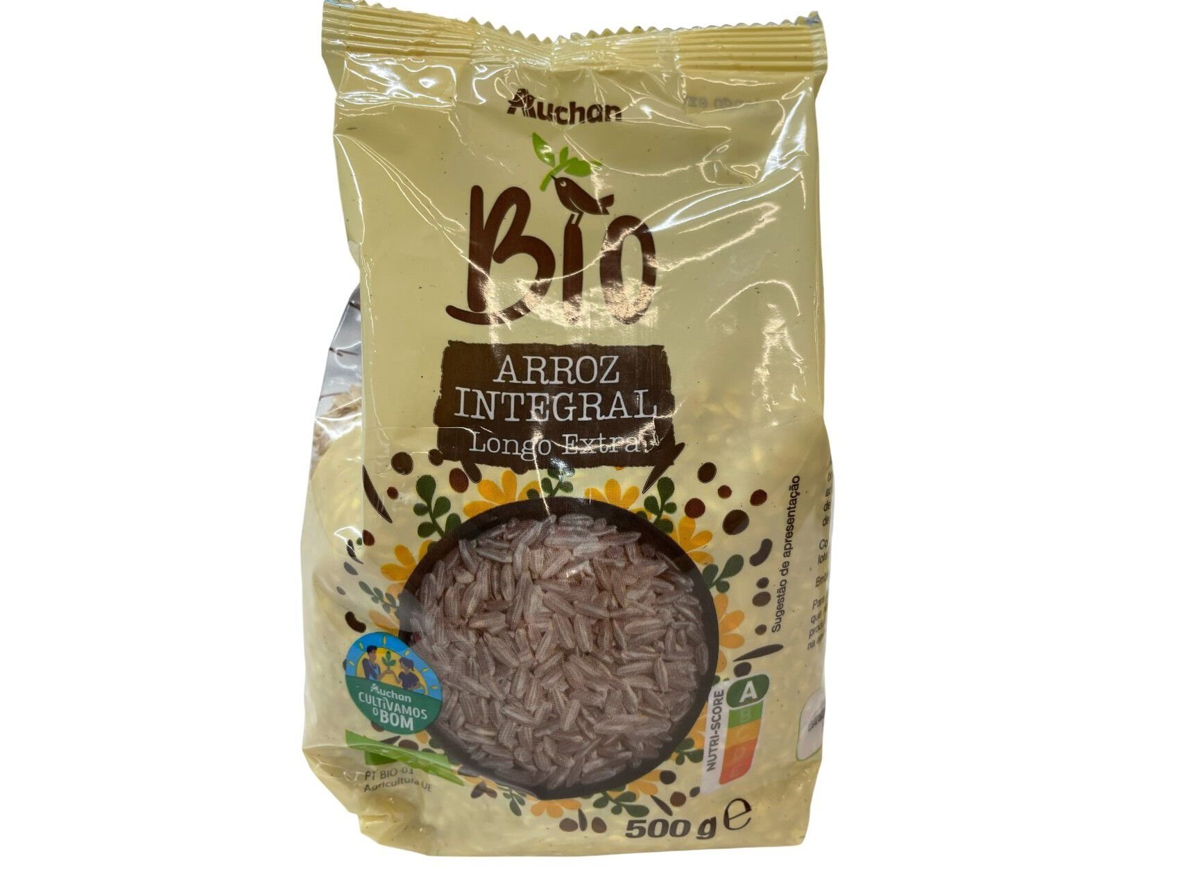 ARROZ INTEGRAL AUCHAN BIO CULTIVAMOS O BOM LONGO EXTRA 500G
