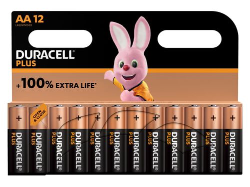 PILHA ALCALINA DURACELL PLUS AA PACK 12 UNIDADES image number 0