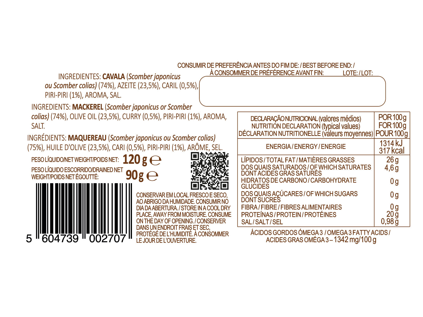 CAVALA CAMPOS SANTOS CARIL E MALAGUETA 120G image number 2