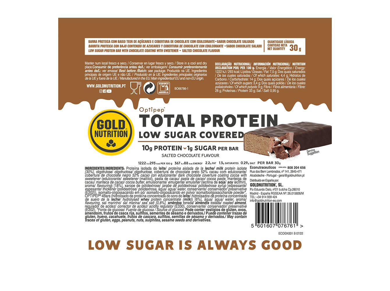 BARRA GOLDNUTRITION COBERTURA CHOC. SALGADO 30 G image number 1