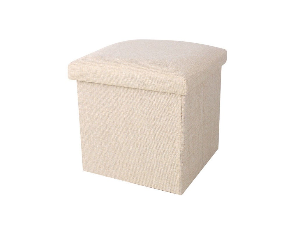 POUF COM CAIXA ARRUMA&Ccedil;&Atilde;O ACTUEL BEGE 38XA38CM image number 0