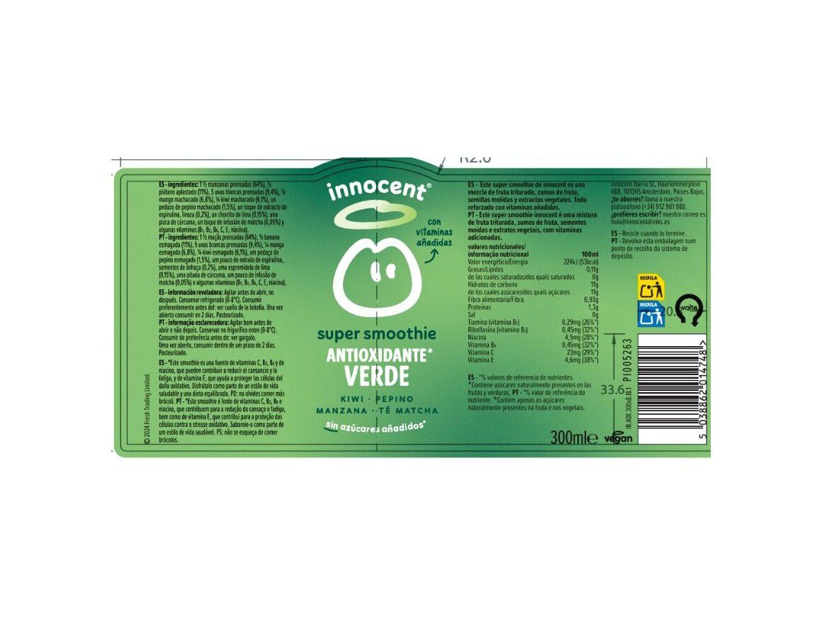 SUPER SMOOTHIE INNOCENT ANTIOXIDANTE 300ML (SDR) image number 1