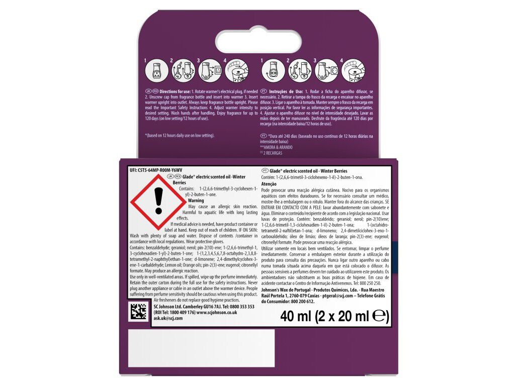 AMBIENTADOR EL&Eacute;CTRICO GLADE WINTER BERRIES REC 2UN image number 1