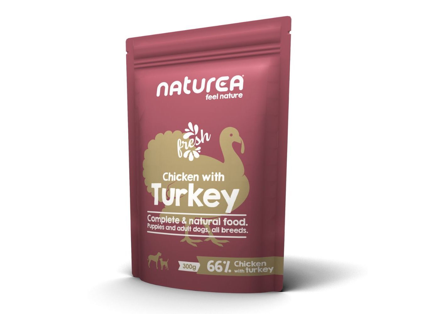 COMIDA H&Uacute;MIDA C&Atilde;O NATUREA FRANGO E PERU 300G image number 1