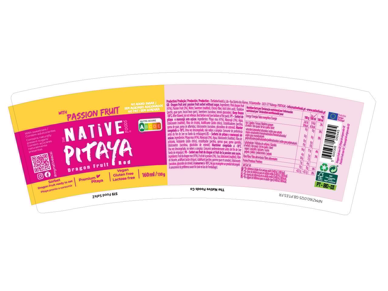 POLPA FRUTA NATIVE PITAYA COM MARACUJ&Aacute; 160ML image number 1