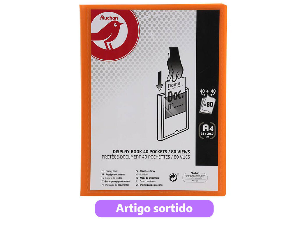 PORTF&Oacute;LIO AUCHAN A4 40+40 BOLSAS CORES SORTIDAS image number 8