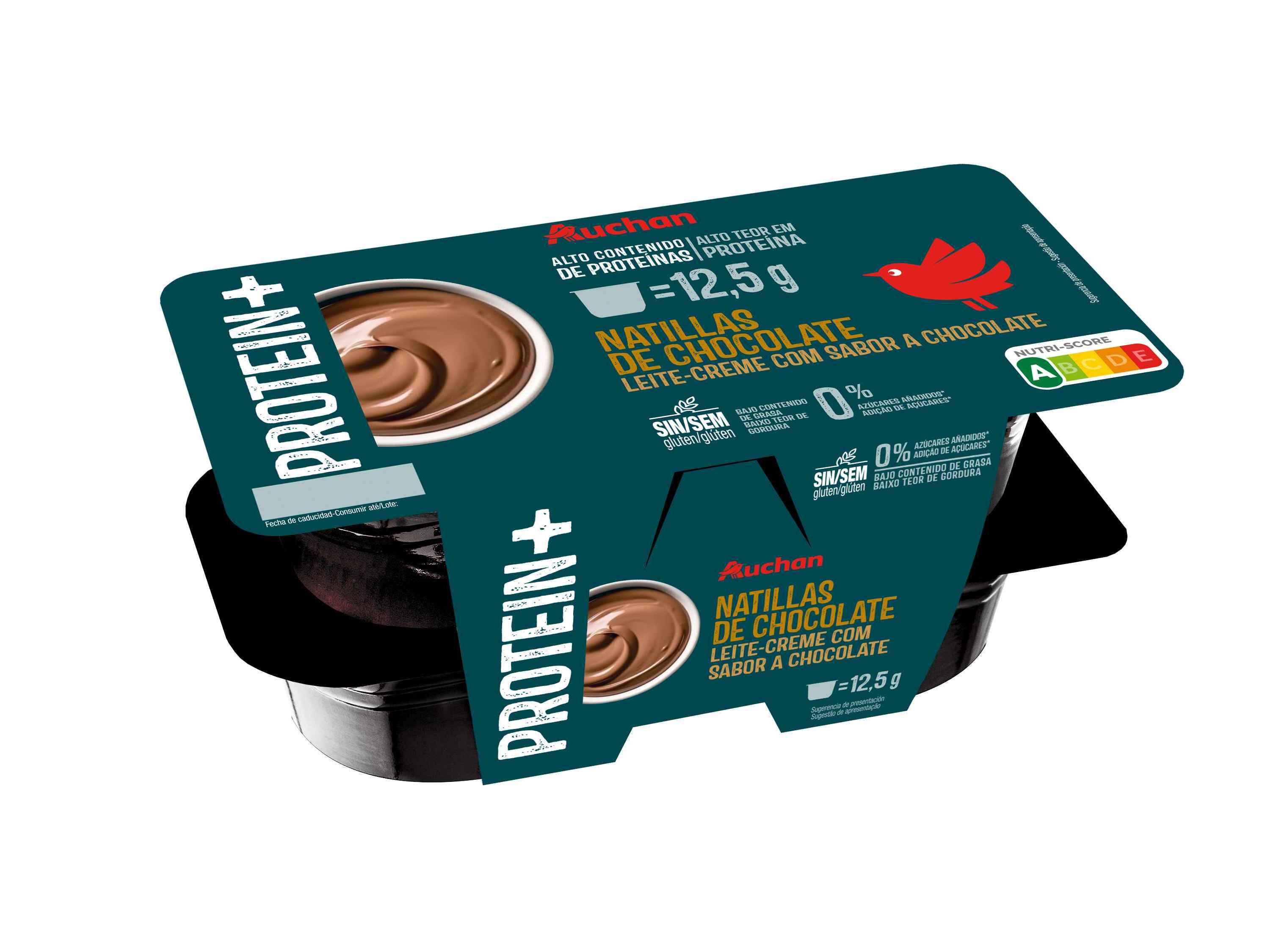 NATILHA +PROTE&Iacute;NA AUCHAN CHOCOLATE 4X125G