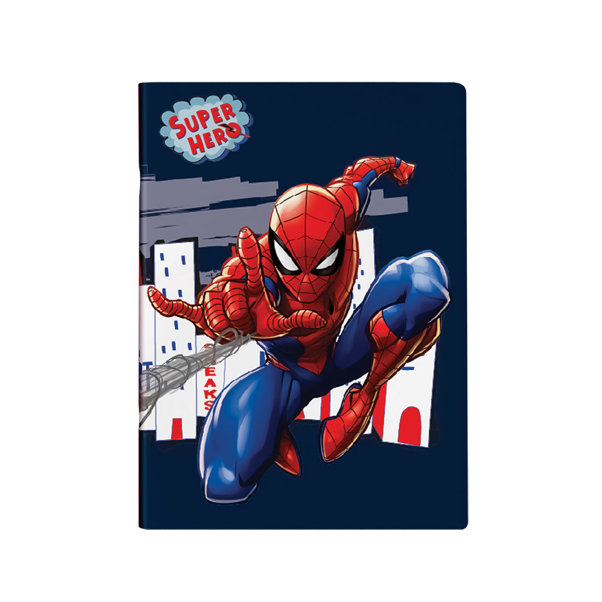 CADERNO AGRAFADO A5 SPIDER-MAN SKYLINE PAUTADO 40 FOLHAS