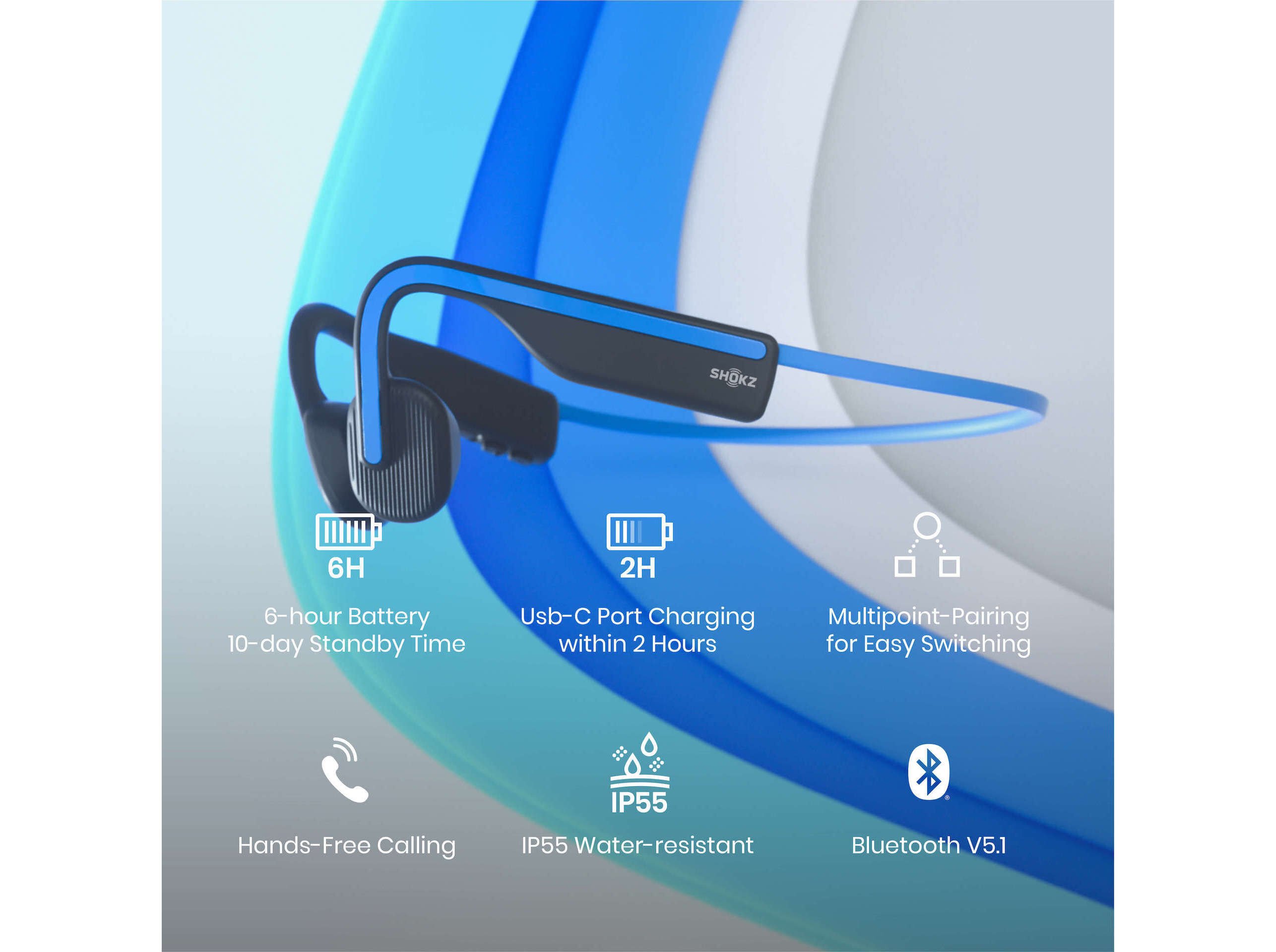 AUSCULTADORES DE CONDU&Ccedil;&Atilde;O &Oacute;SSEA SHOKZ OPENMOVE S661BL AZUL image number 1