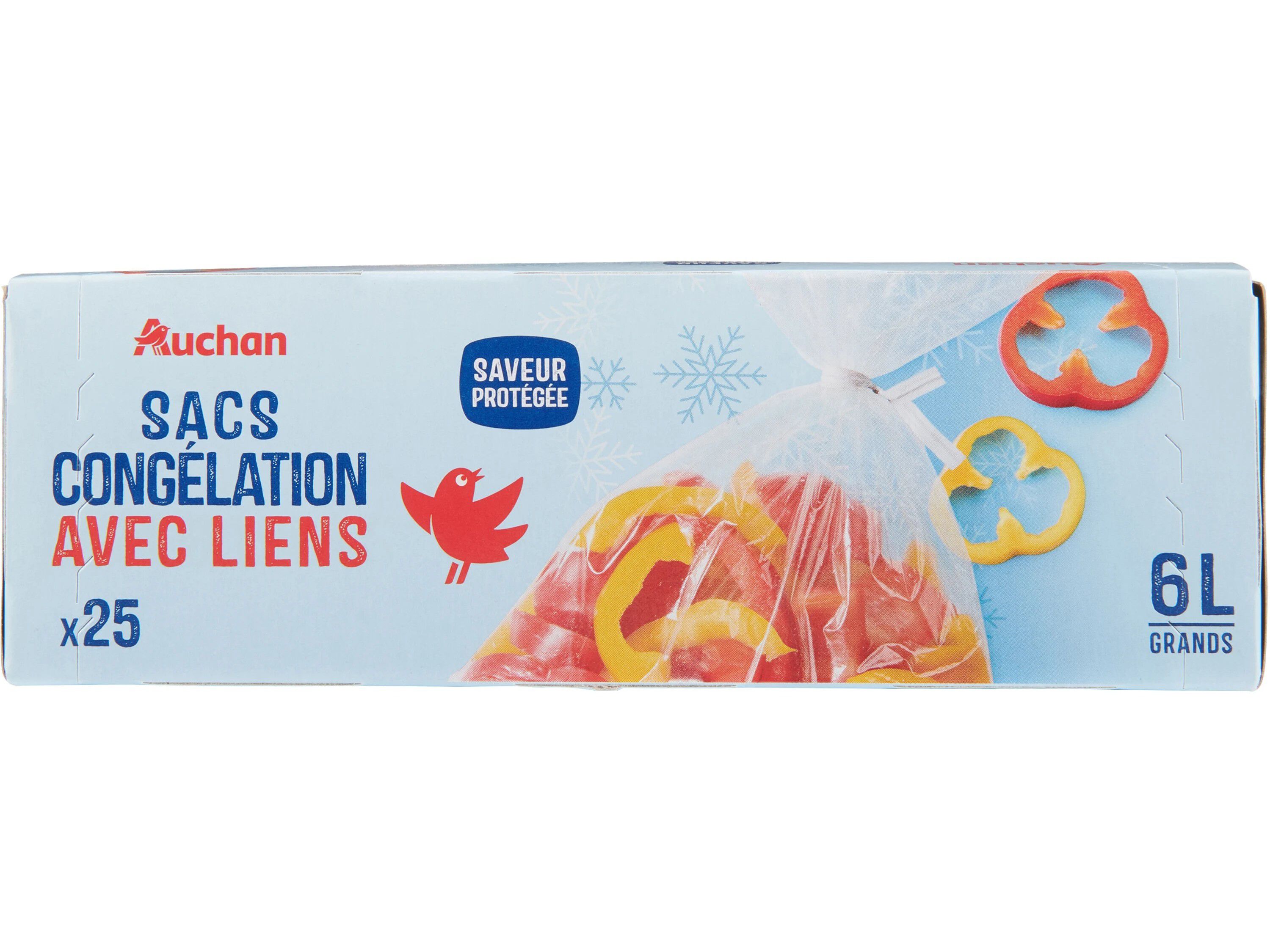 SACOS DE CONGELA&Ccedil;&Atilde;O AUCHAN C/ATILHO GRANDES 6L 25UN image number 0