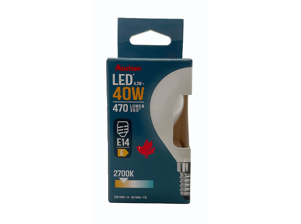 L&Acirc;MPADA LED ESF&Eacute;RICA AUCHAN E14 40W LUZ AMARELA
