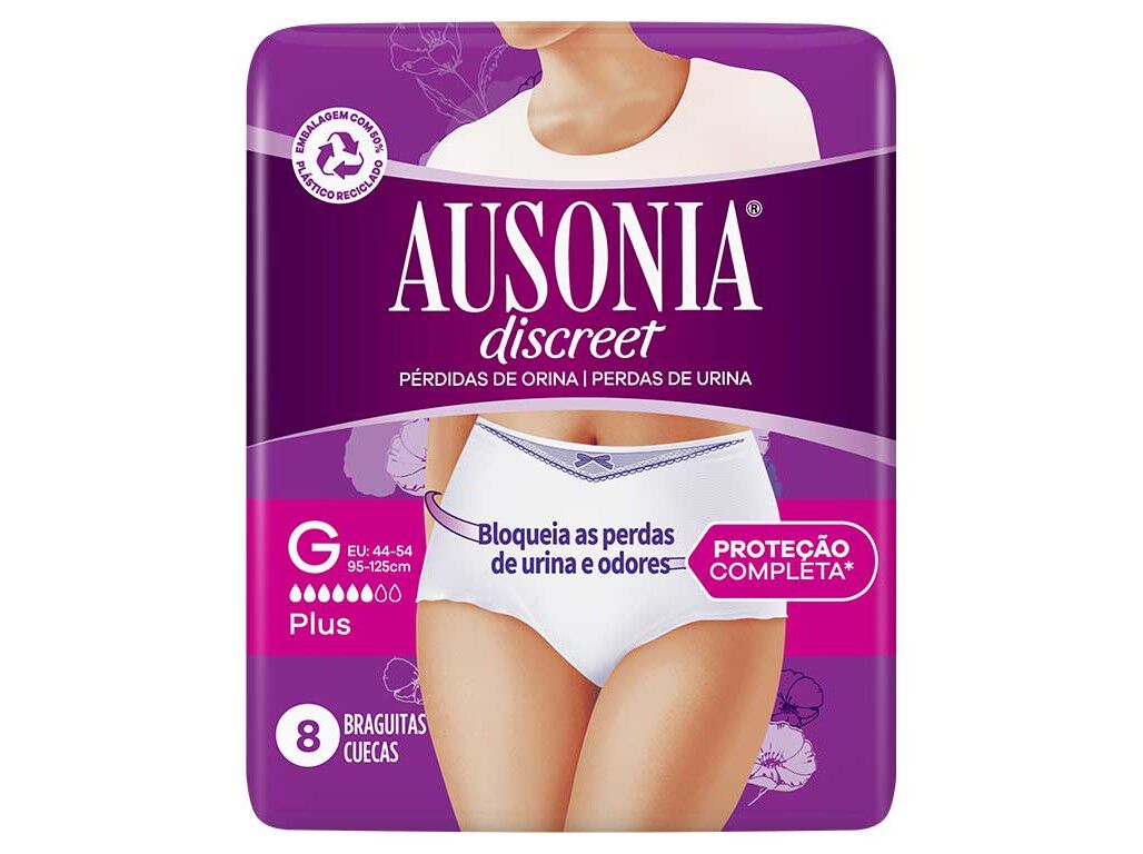 CUECAS INCONTIN&Ecirc;NCIA PLUS TAMANHO GRANDE AUSONIA DISCREET 8 UN image number 1