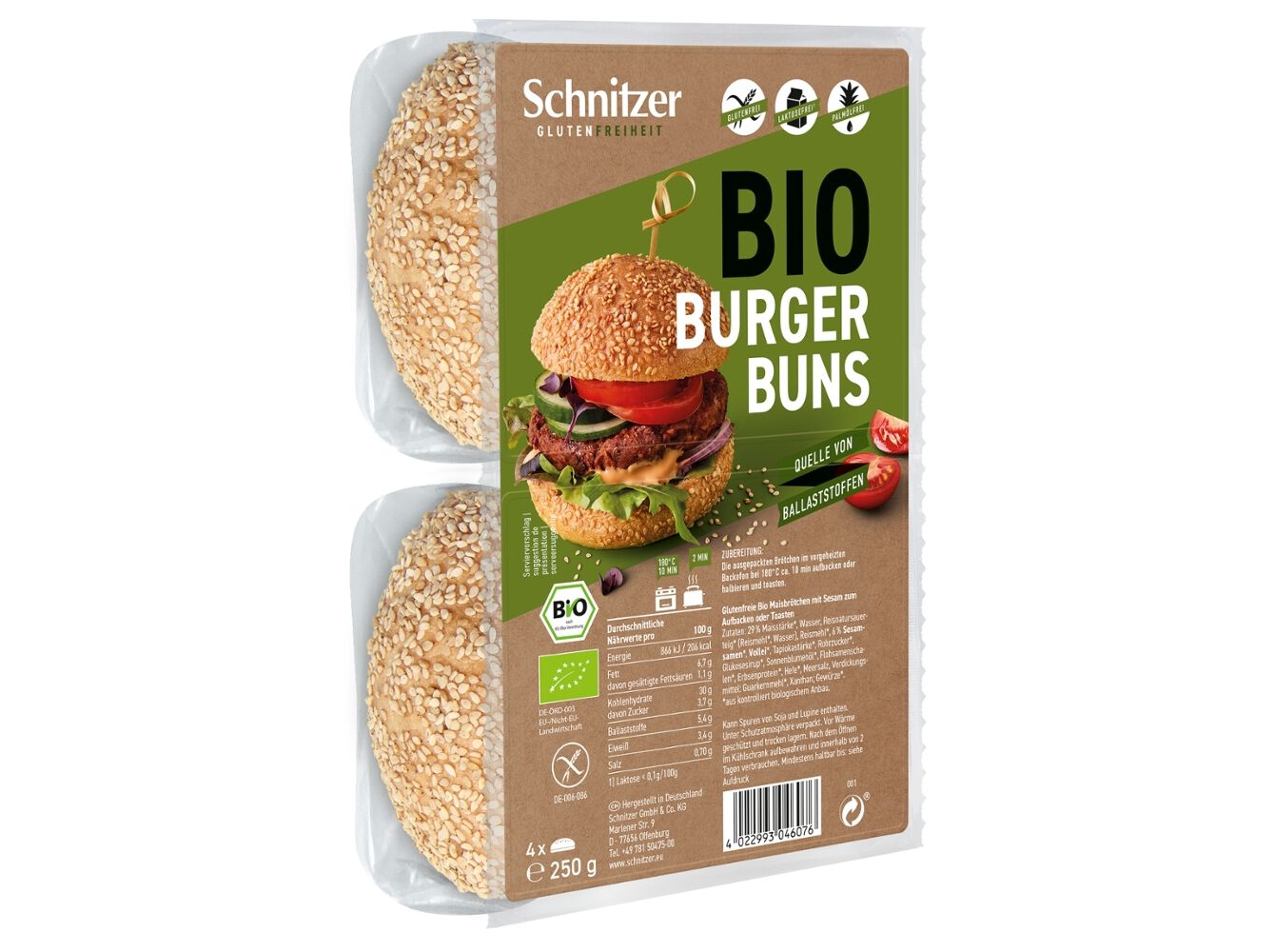 P&Atilde;O HAMBURGUER SCHNITZER SEM GL&Uacute;TEN BIO 250G image number 0