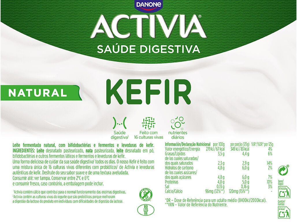 KEFIR ACTIVIA NATURAL 4X125G image number 1
