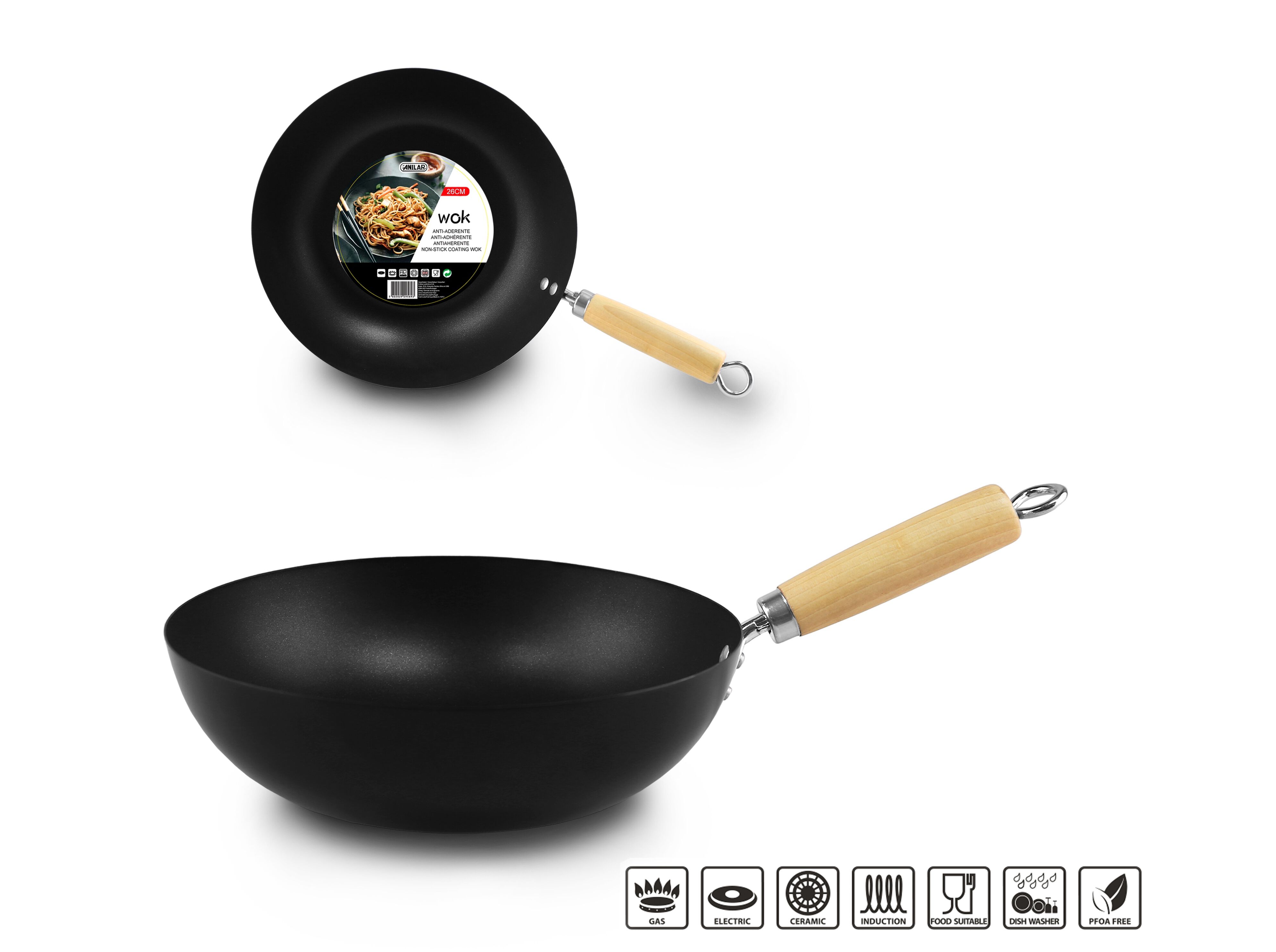 WOK ANILAR APTA INDU&Ccedil;&Atilde;O 26CM