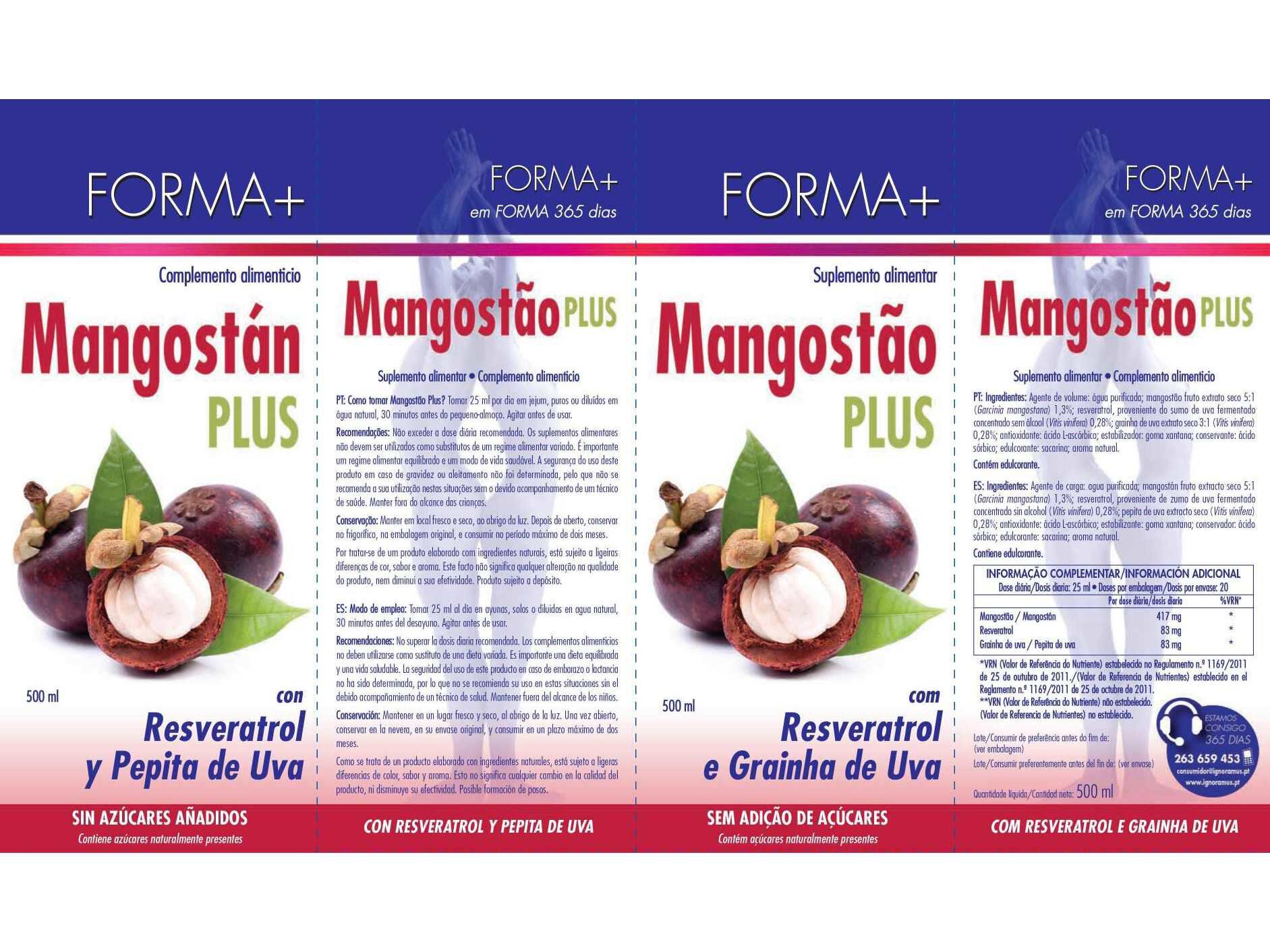 SUPLEMENTO FORMA+ MANGOST&Atilde;O PLUS 500ML image number 1