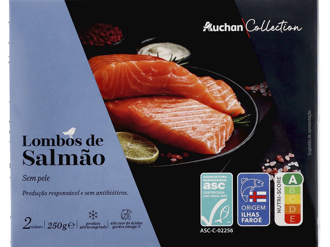LOMBOS DE SALM&Atilde;O AUCHAN COLLECTION ILHAS FARO&Eacute; ASC SEM PELE 2UN 250G image number 0