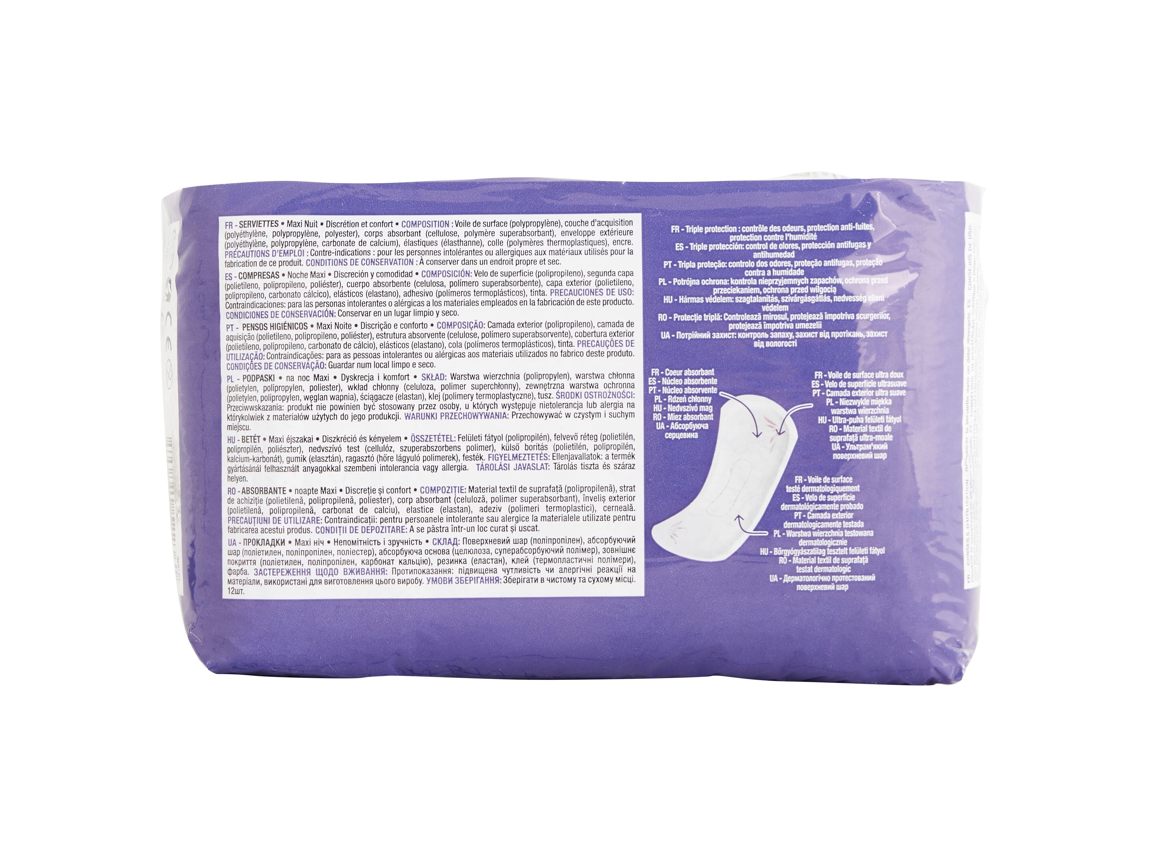 PENSOS INCONTIN&Ecirc;NCIA AUCHAN MAXI NOITE C/BOLSA 12UN image number 2