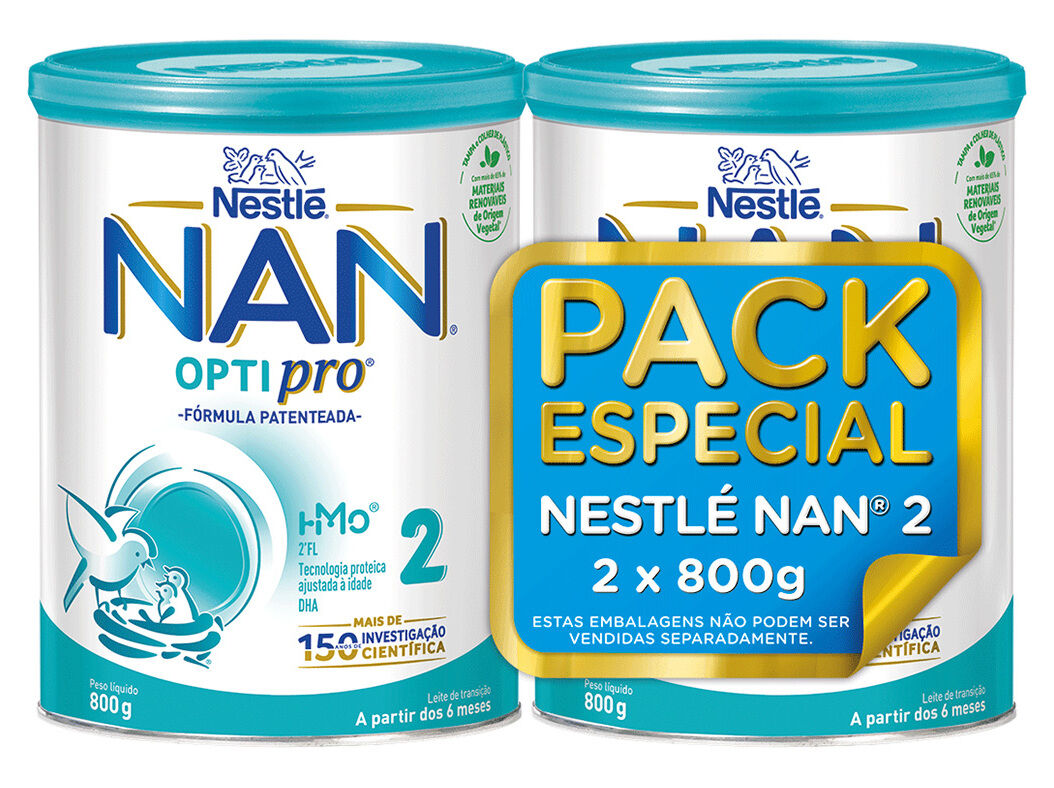 LEITE NAN OPTIPRO 2 2X800G PACK ESPECIAL