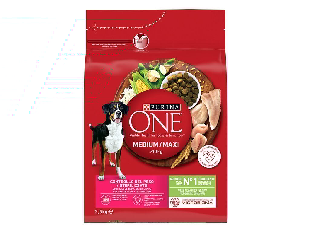 RA&Ccedil;&Atilde;O PARA C&Atilde;O PURINA ONE RA&Ccedil;A MEDIUM E MAXI COM PERU E ARROZ 2.5KG image number 1
