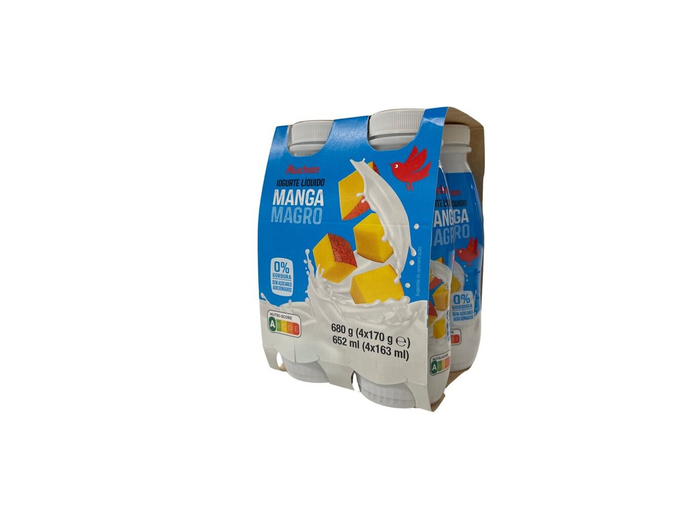 IOGURTE AUCHAN L&Iacute;QUIDO MAGRO MANGA 4X170G image number 0