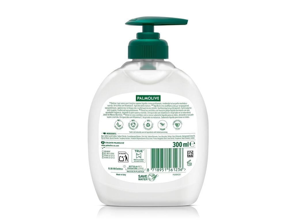 SABONETE L&Iacute;QUIDO DOSEADOR NATURALS HIDRATANTE LEITE DE AM&Ecirc;NDOA PALMOLIVE 300ML image number 1