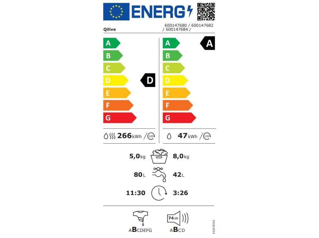 M&Aacute;QUINA LAVAR E SECAR ROUPA QILIVE Q.6246 LAVA 8KG SECA 5KG image number 1