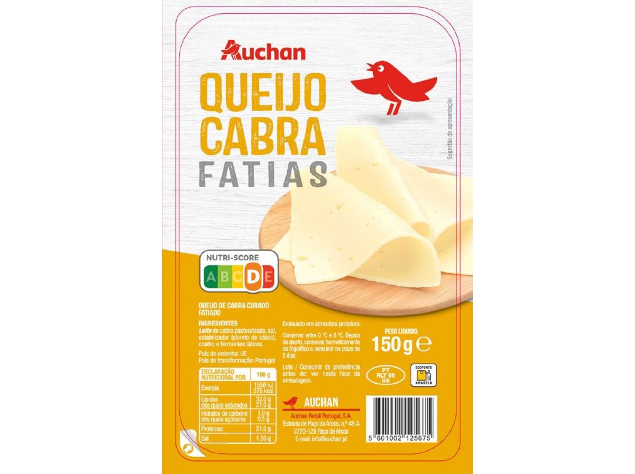 QUEIJO CABRA AUCHAN FATIAS 150G image number 1