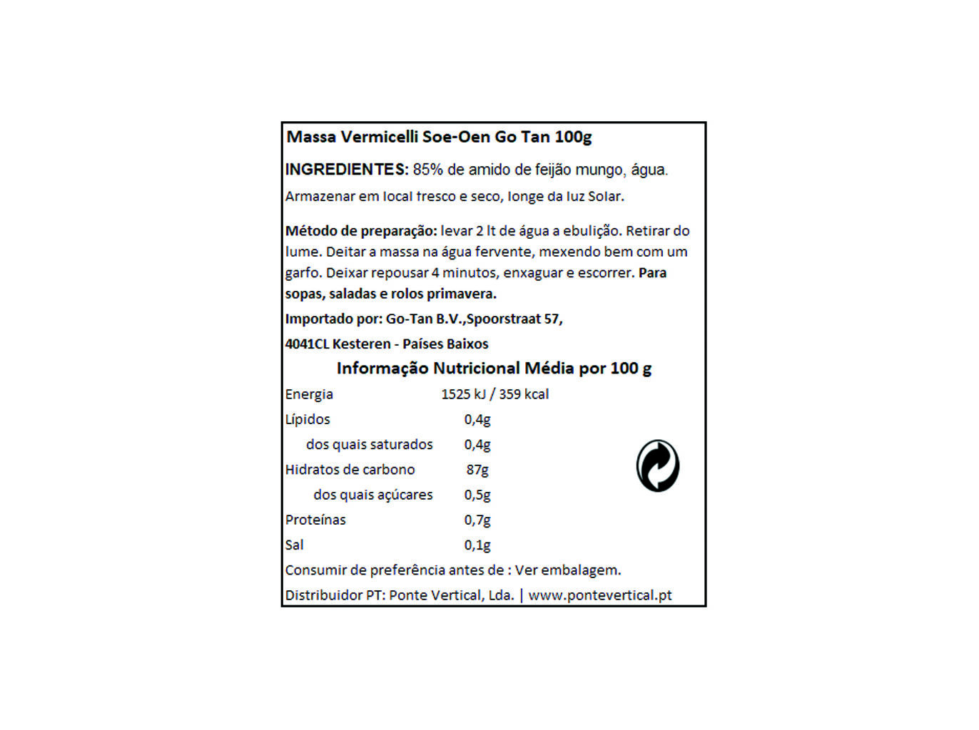 MASSA GO TAN VERMICELLI SOE OEN 100GRS image number 1