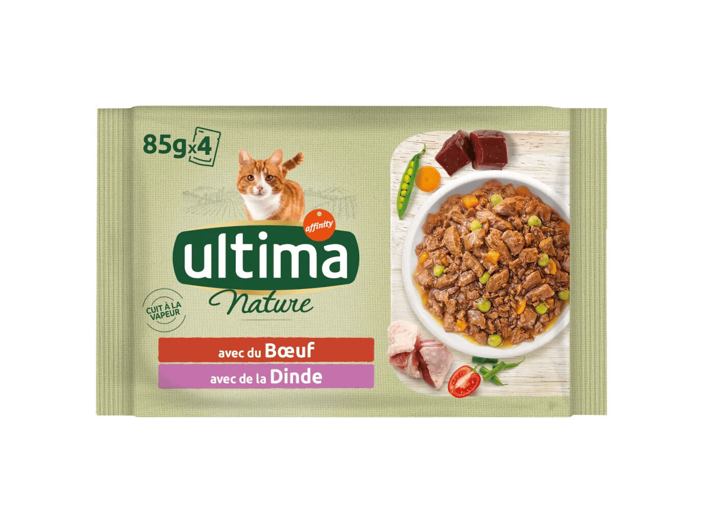 COMIDA H&Uacute;MIDA PARA GATO ULTIMA NATURE COM VACA E PER&Uacute; 4X85G image number 0