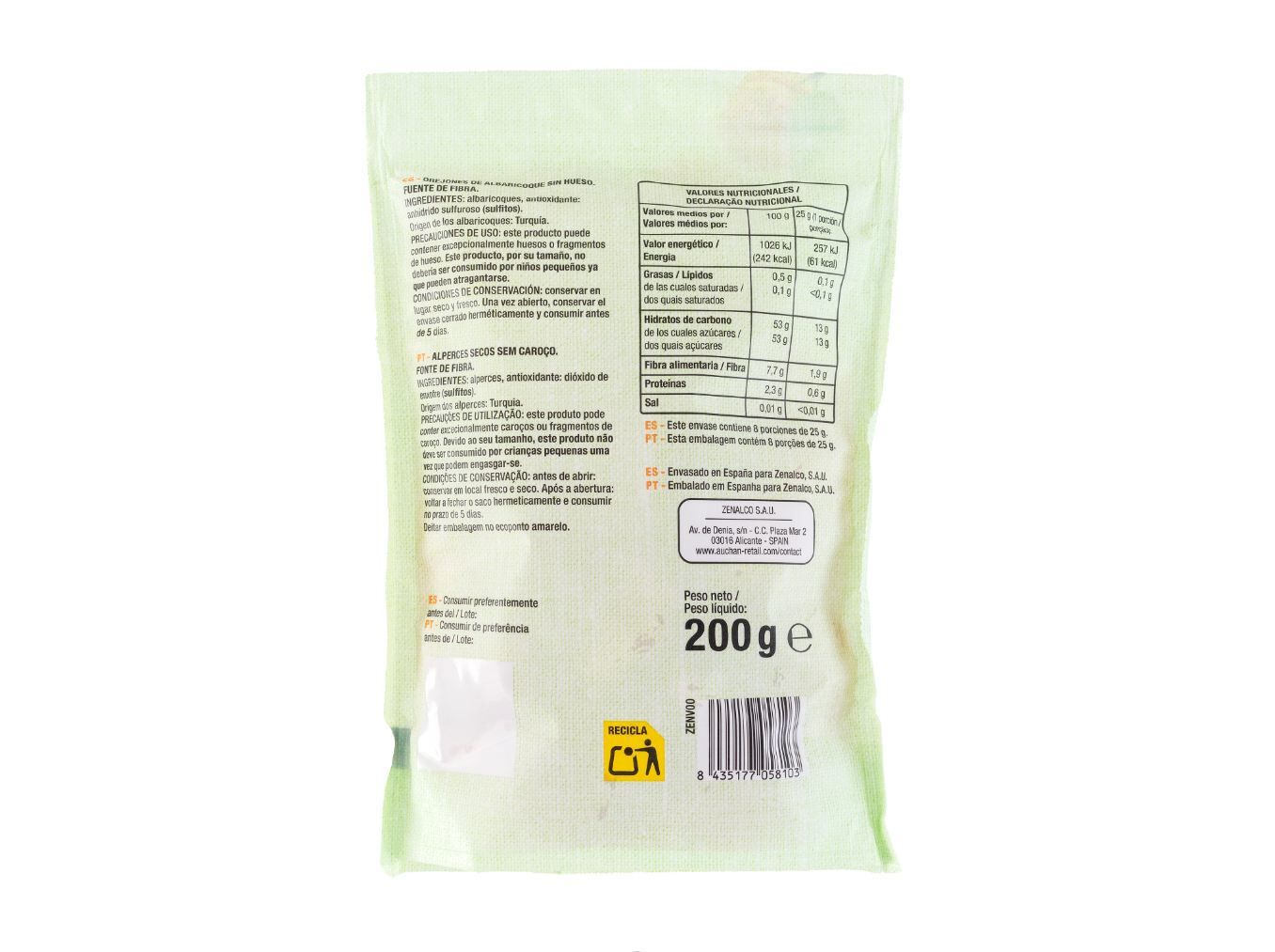 ALPERCE SECO AUCHAN 200 G image number 1