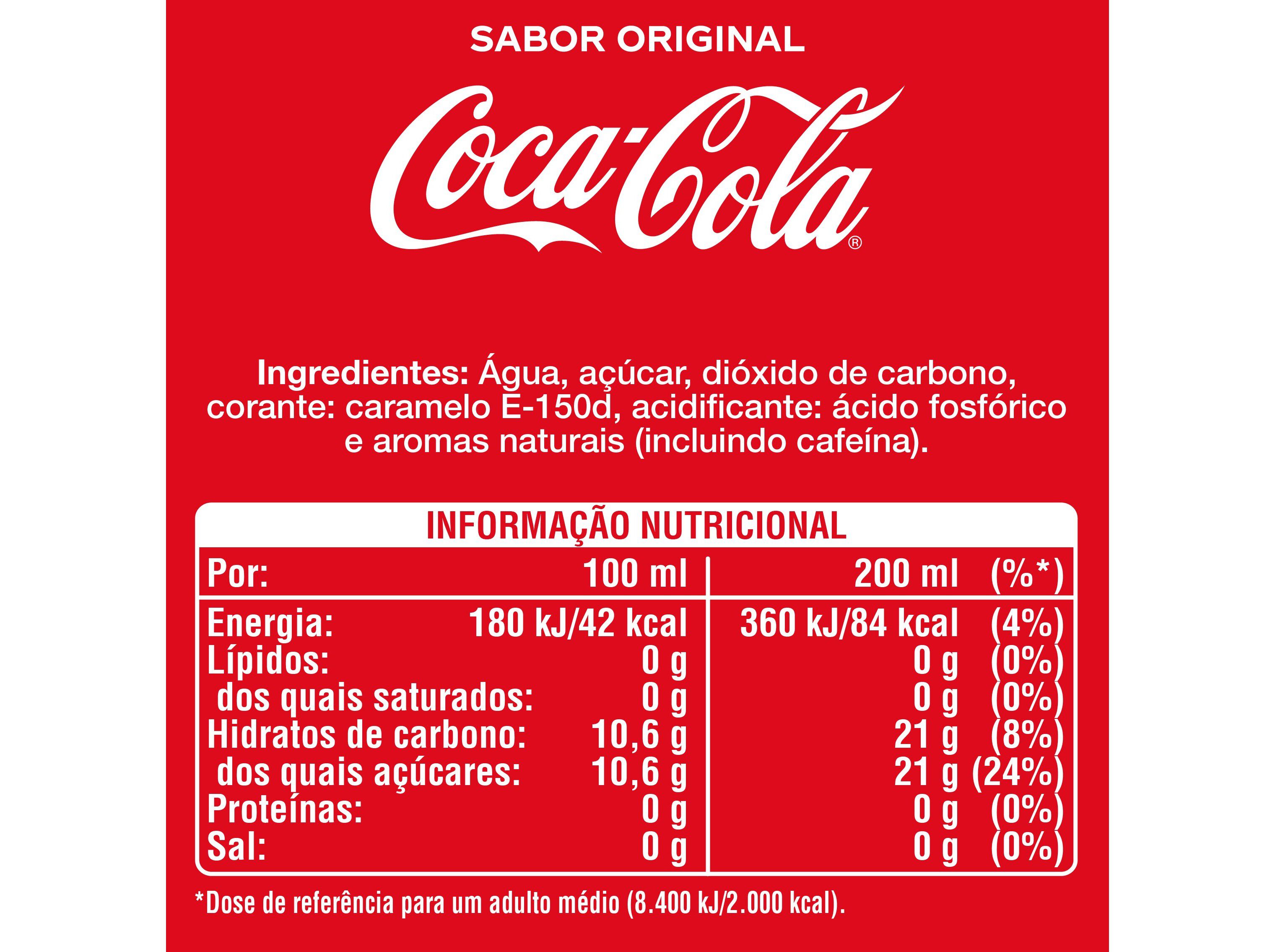 REFRIGERANTE COM G&Aacute;S COCA-COLA ORIGINAL VIDRO 4X0.20L image number 1